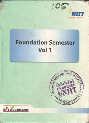 FOUNDATION SEMESTER VOL1 NIIT