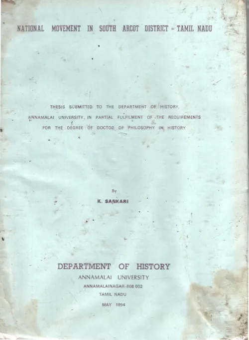 National Movement In South Arcot District BY K.Sankari