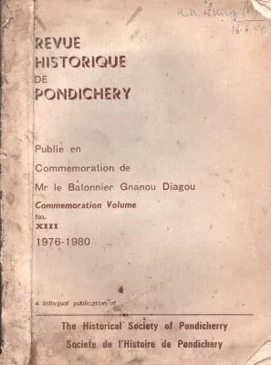 Revue Historique Pondichery BY Group Of Editors