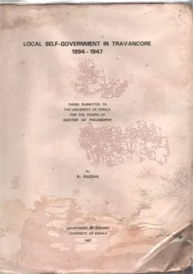 Local Self-Government in Travancore BY A.Radha