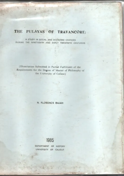 The Pulayas Of Travancore BY N.Florence Rajam