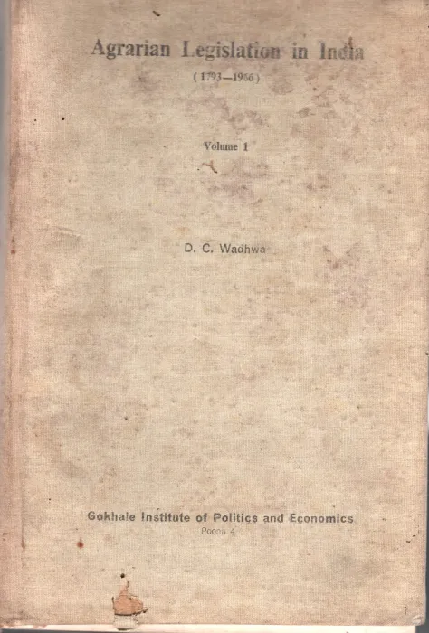 Agrarian Legislation In India BY D.C.wadhwa