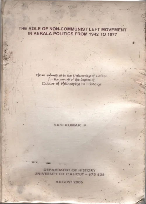 The Role of Non -Communist Left Movement BY sasikumar.P