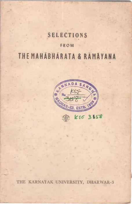 SELECTIONS FROM THE MAHABHARATA &amp; RAMAYANA BY DR.S.C. NANDIMATH