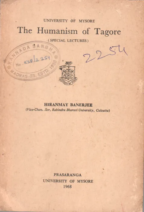 THE HUMANISM OF TAGORE BY HIRANMAY BANERJEE