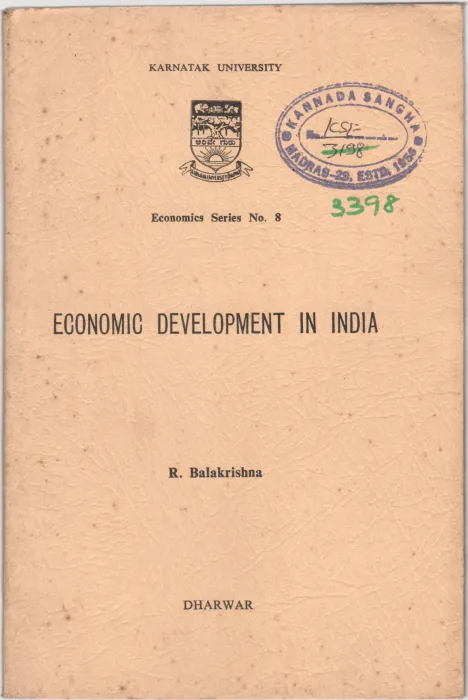 ECONOMIC DEVELOPMENT IN INDIA BY R. BALAKRISHNA