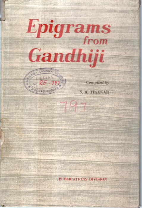 EPIGRAMS FROM GANDHIJI BY S.R.TIKEKAR